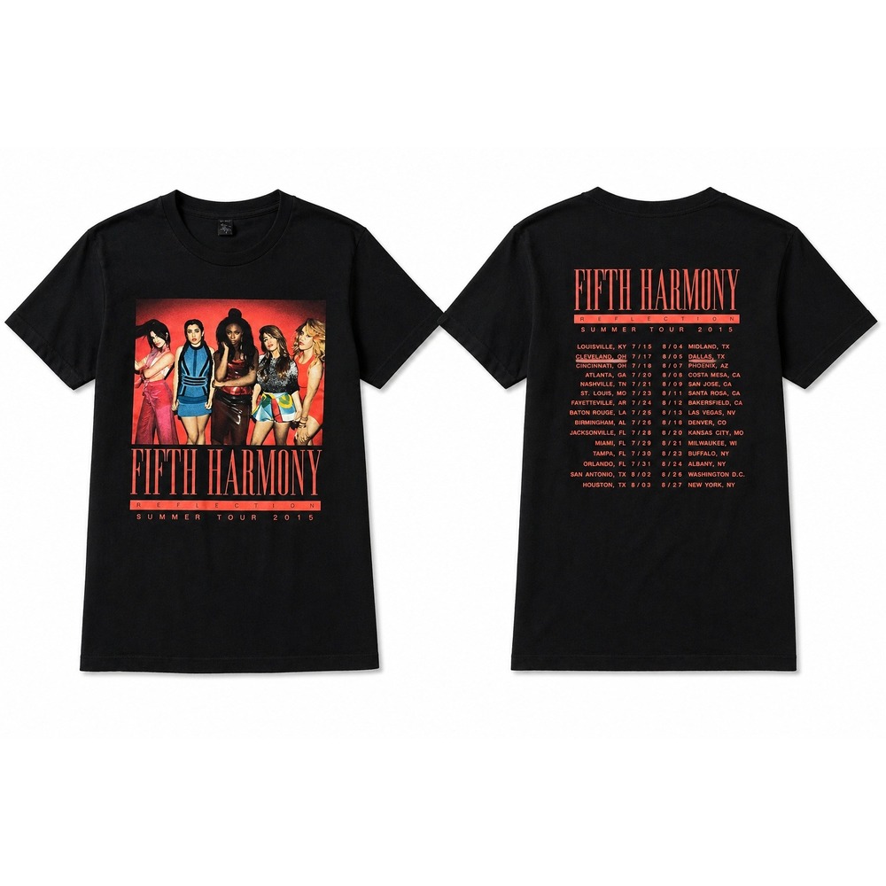 Tultex Fifth Harmony Graphic T-Shirt S Black Reflection Summer Tour 2015 Tee